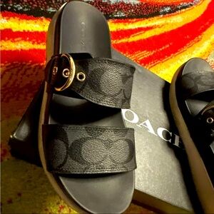COACH signature leather sandals